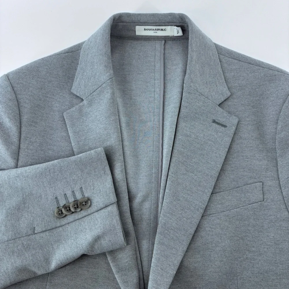 Banana Republic Blazer Mens 38S Grey Tailored Fit Stretch Business Sport Coat